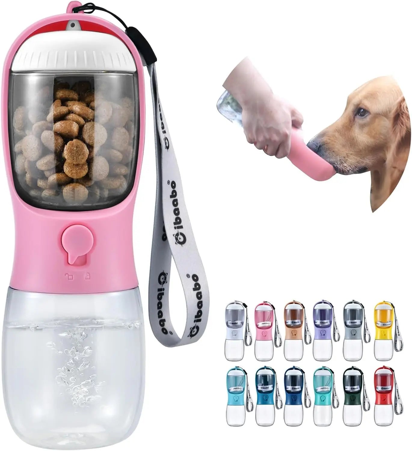 Dog Water & Food Bottle Portable 2in1 Dispenser Filter Leak Proof Travel Hiking