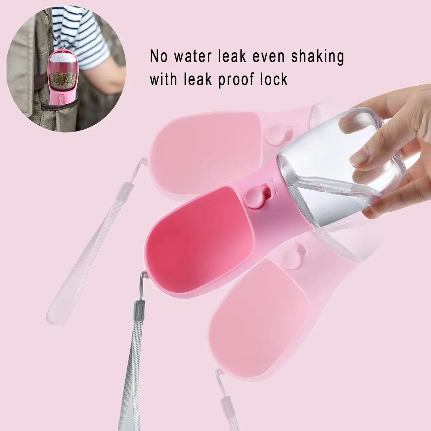 Dog Water & Food Bottle Portable 2in1 Dispenser Filter Leak Proof Travel Hiking