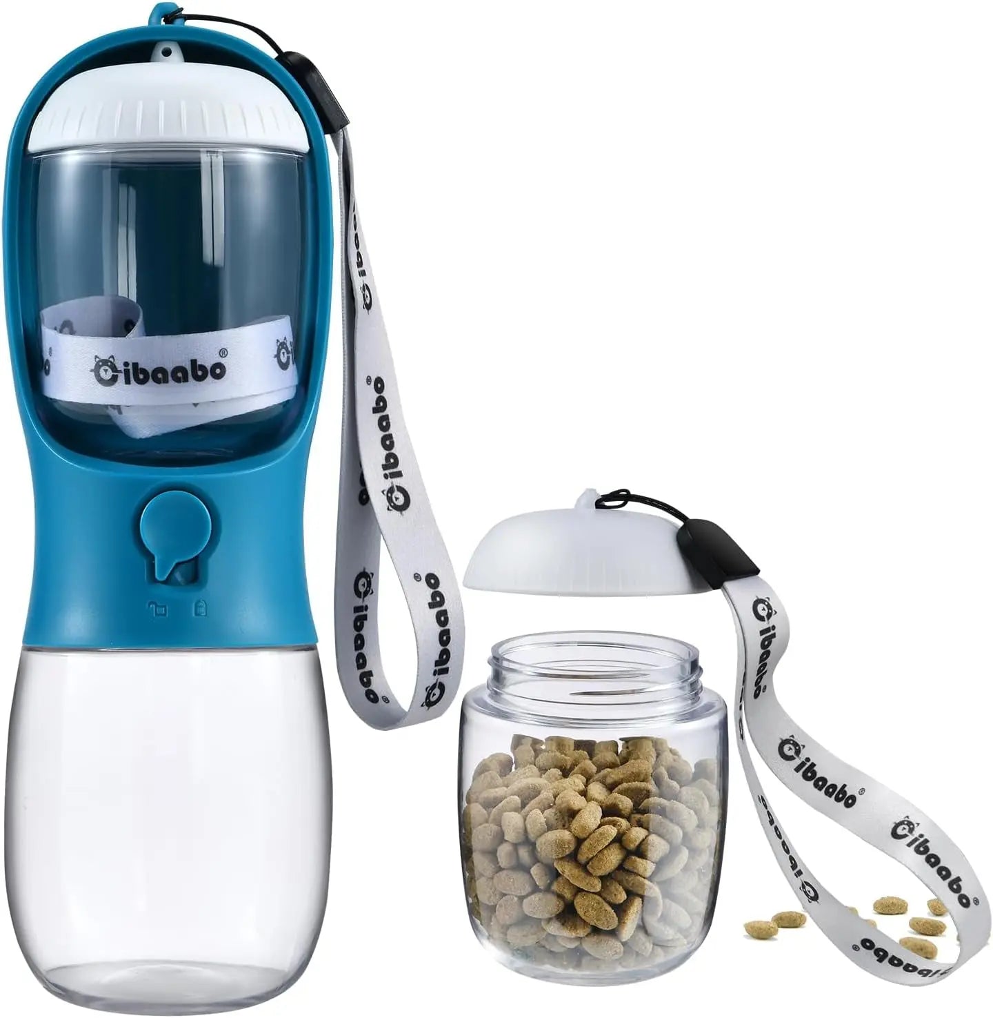 Dog Water & Food Bottle Portable 2in1 Dispenser Filter Leak Proof Travel Hiking