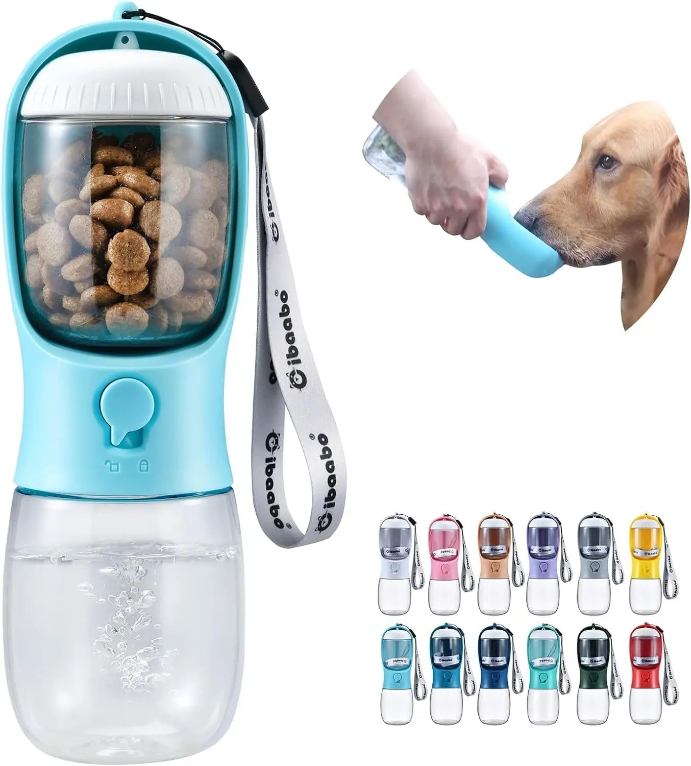 Dog Water & Food Bottle Portable 2in1 Dispenser Filter Leak Proof Travel Hiking
