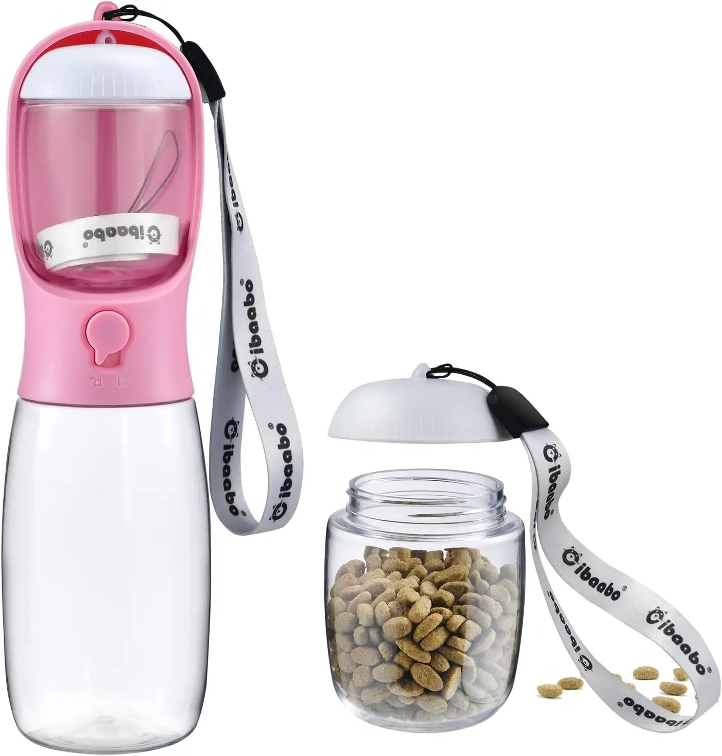 Dog Water & Food Bottle Portable 2in1 Dispenser Filter Leak Proof Travel Hiking