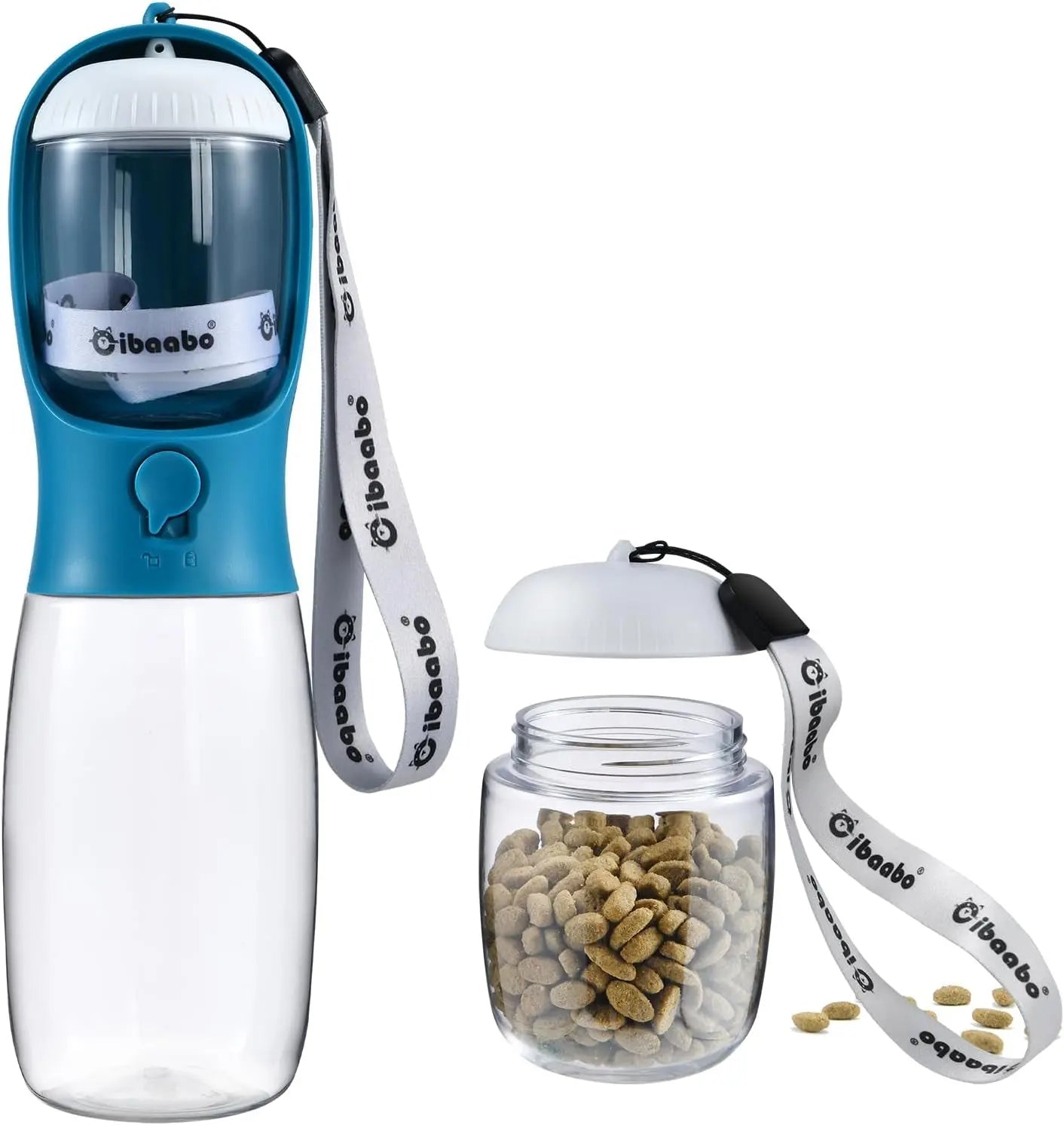 Dog Water & Food Bottle Portable 2in1 Dispenser Filter Leak Proof Travel Hiking