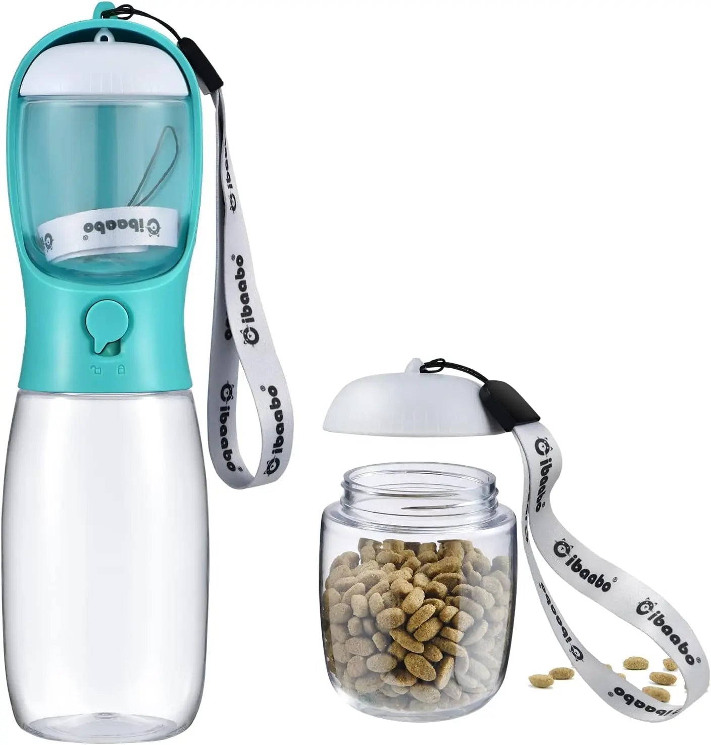 Dog Water & Food Bottle Portable 2in1 Dispenser Filter Leak Proof Travel Hiking