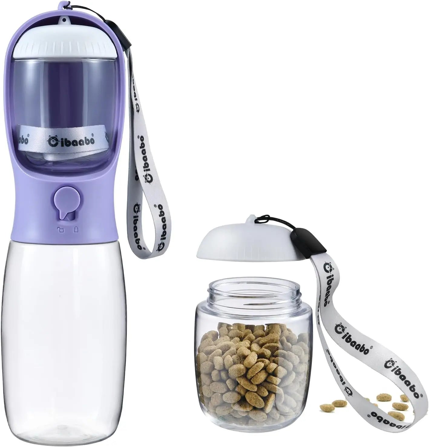 Dog Water & Food Bottle Portable 2in1 Dispenser Filter Leak Proof Travel Hiking
