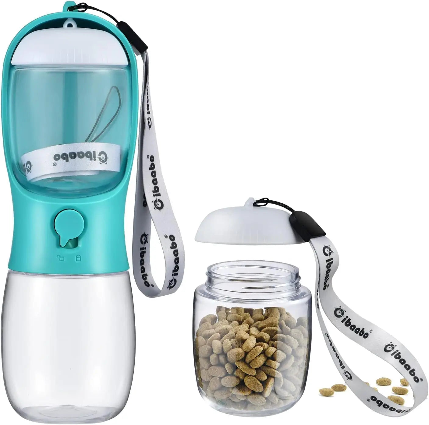 Dog Water & Food Bottle Portable 2in1 Dispenser Filter Leak Proof Travel Hiking